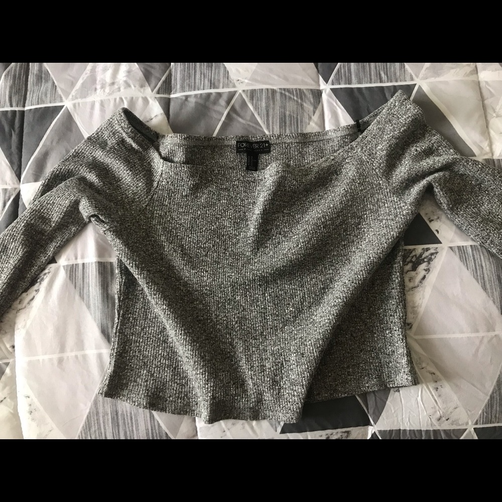 Grey long sleeve cropped top - 3x - F21